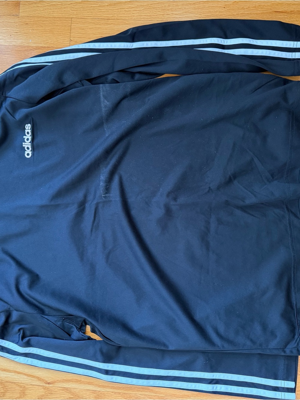 adidas Black Track Jacket with Light Blue Stripes
